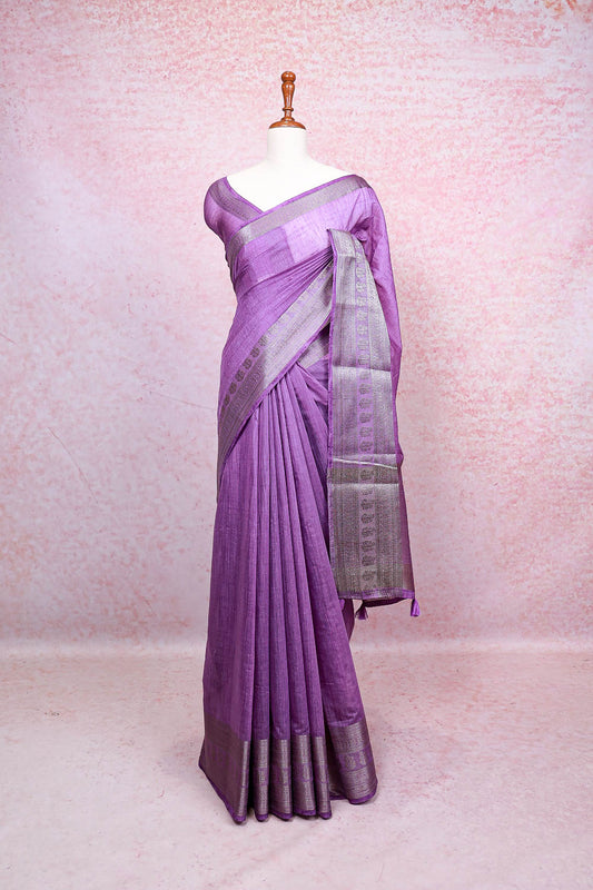 Lavender Semi Jute Saree
