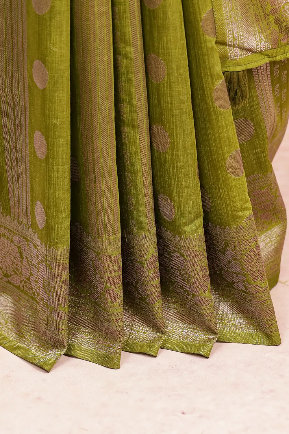 Mehandi Green Semi Banarasi Saree