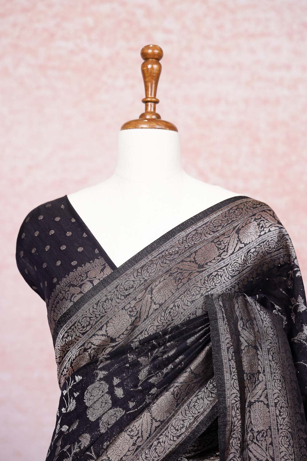 Black Semi Banarasi Saree
