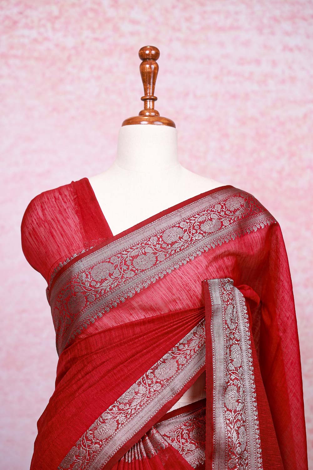 Maroon Semi Tussar Saree