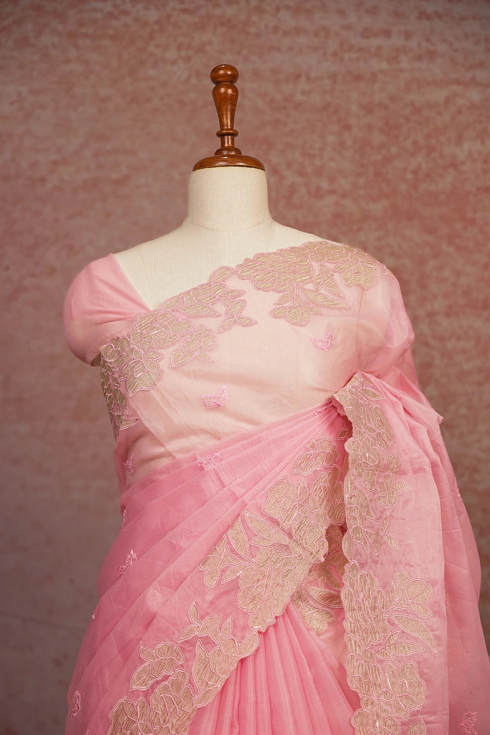 Light Rose Organza Saree