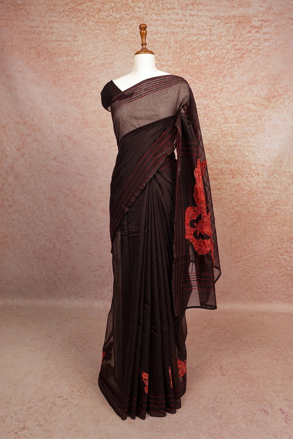 Dark Coffee Brown Silky Kota Saree
