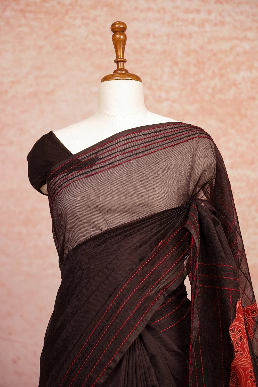 Dark Coffee Brown Silky Kota Saree