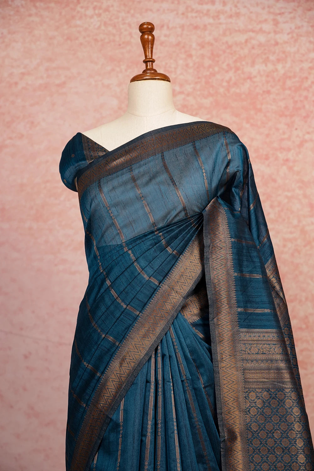 Teal Blue Semi Silk Saree