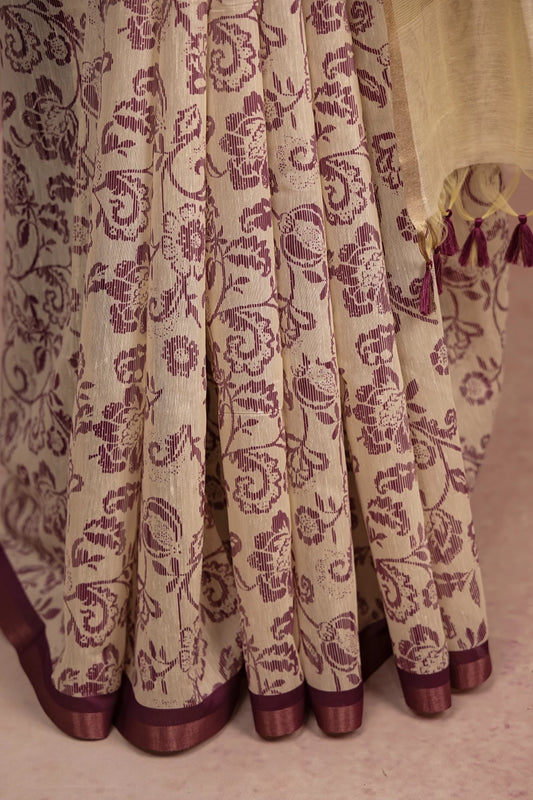 White Cotton Silk Saree