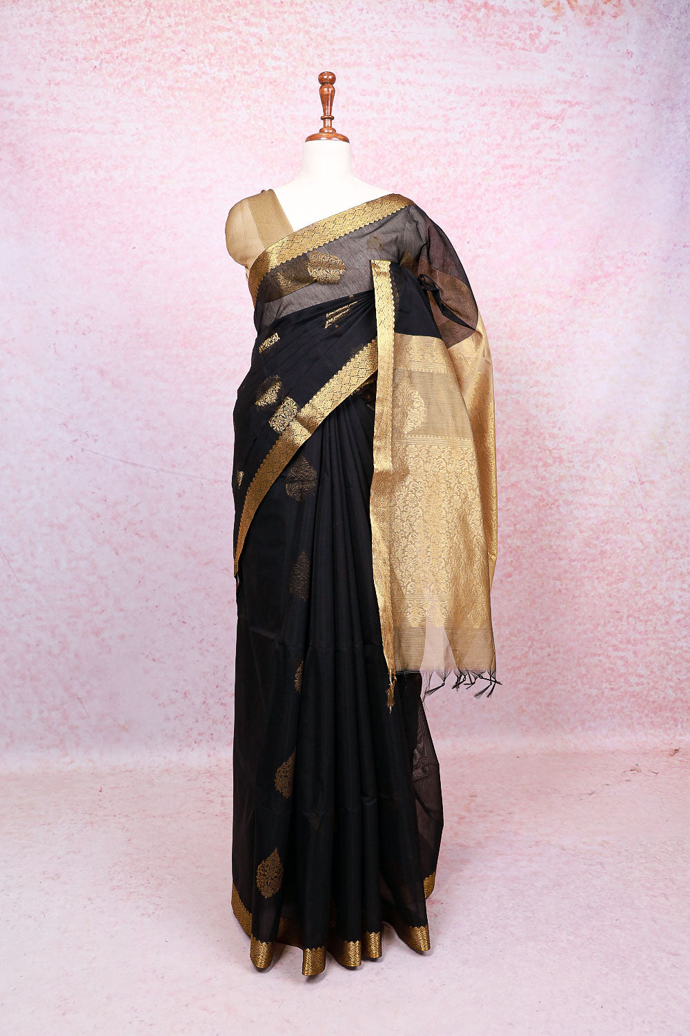 Black Cotton Silk Saree