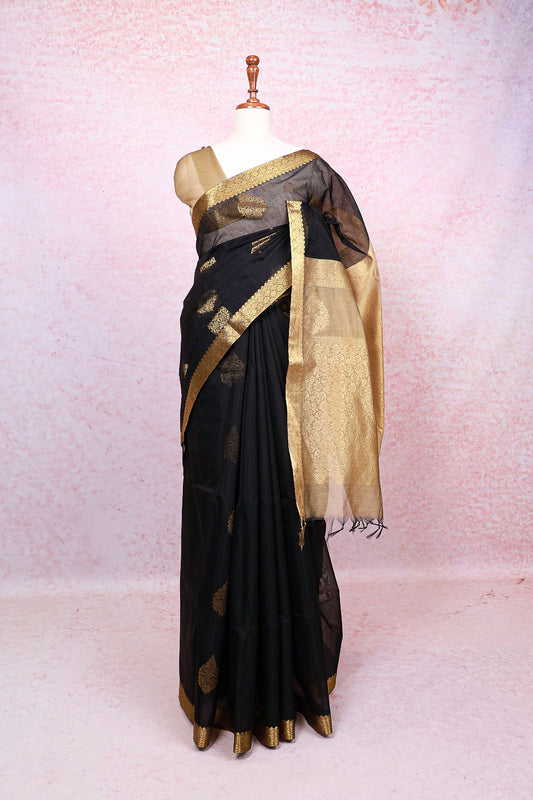 Black Cotton Silk Saree