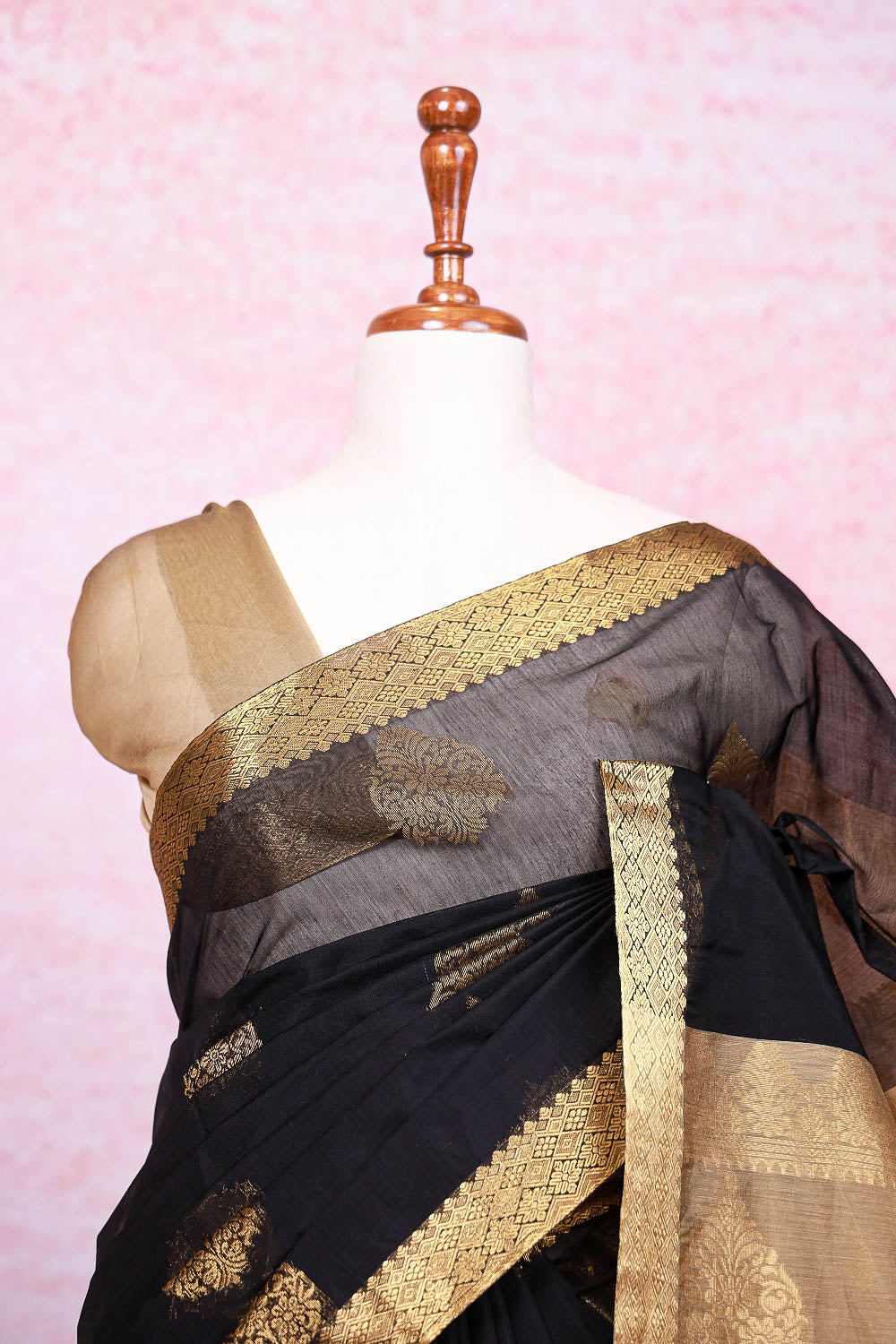 Black Cotton Silk Saree