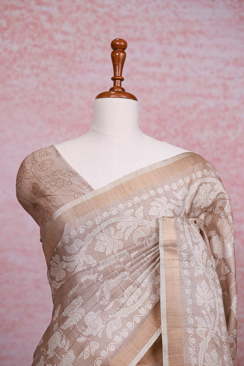 Cream Semi Tussar Saree