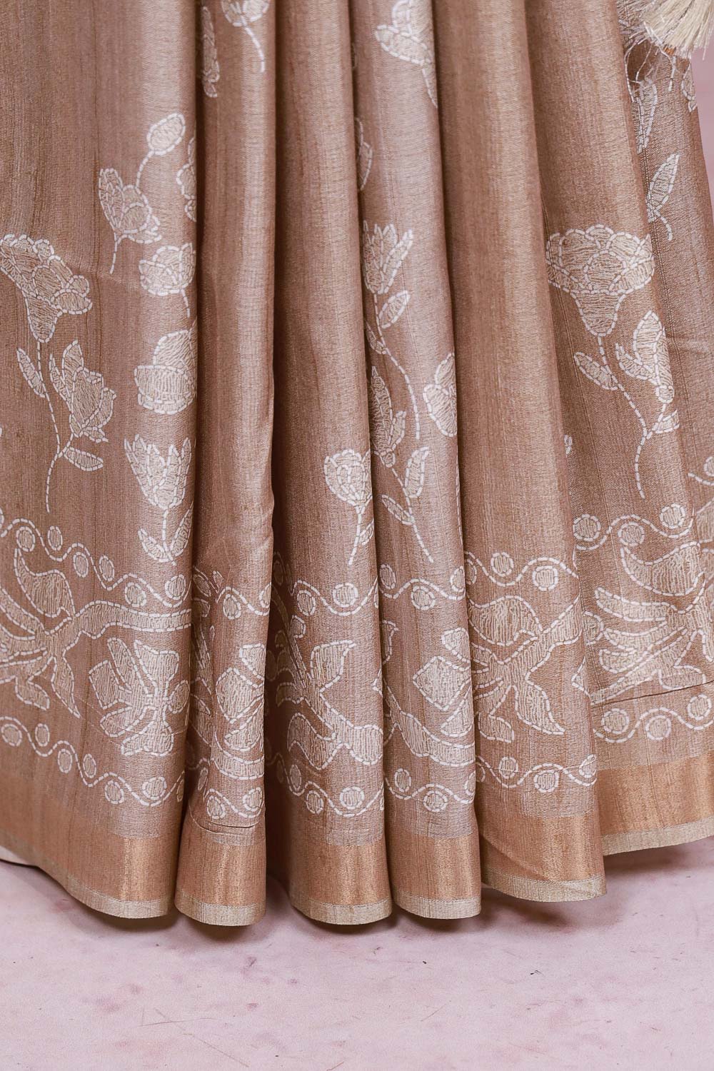 Cream Semi Tussar Saree