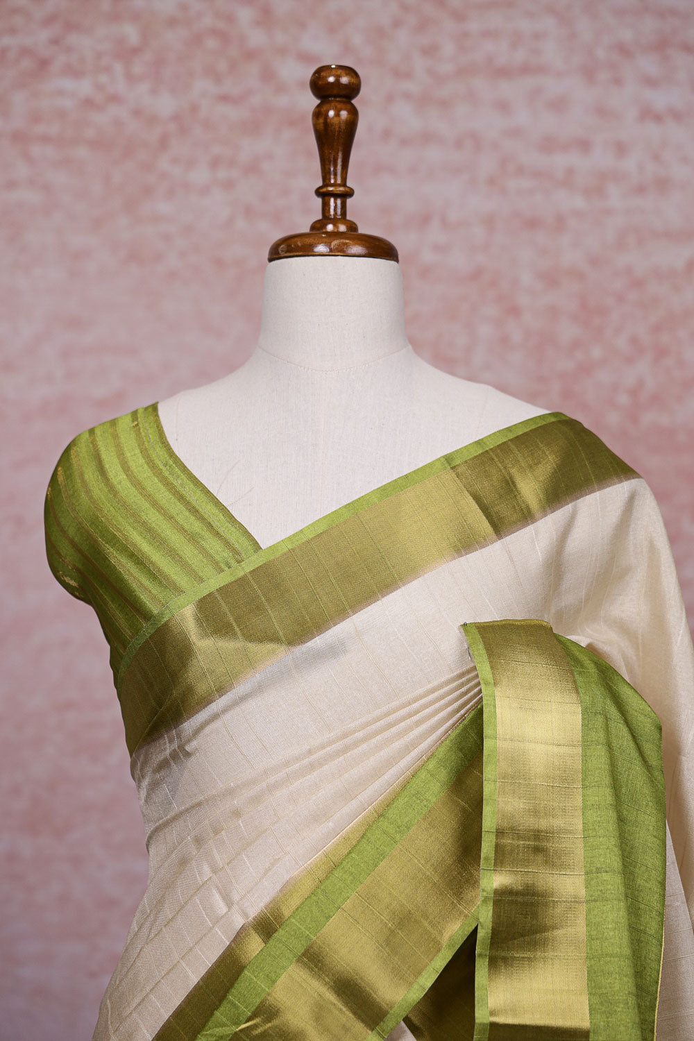 Cream Semi Tussar Saree