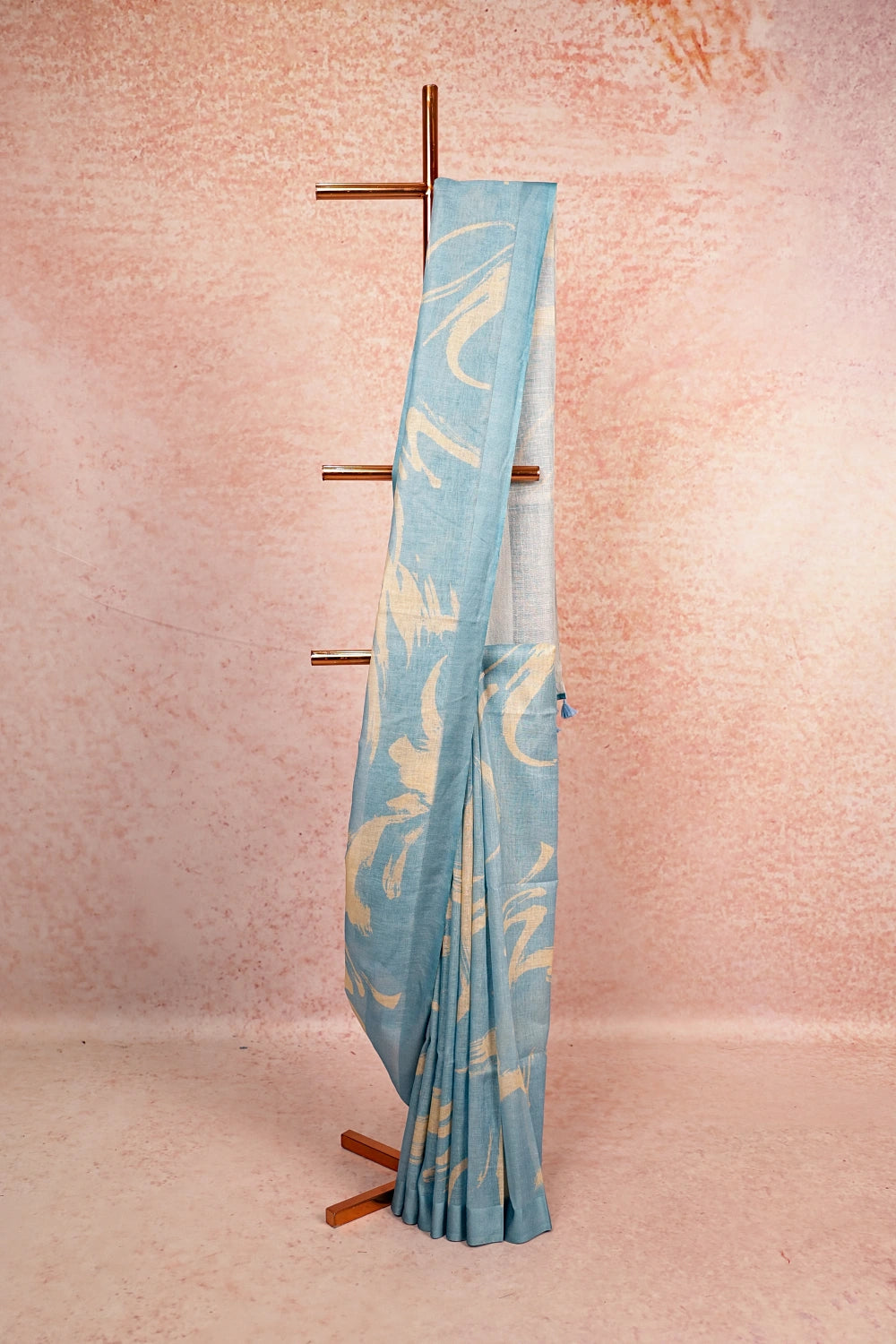 Powder Blue Semi Linen Saree