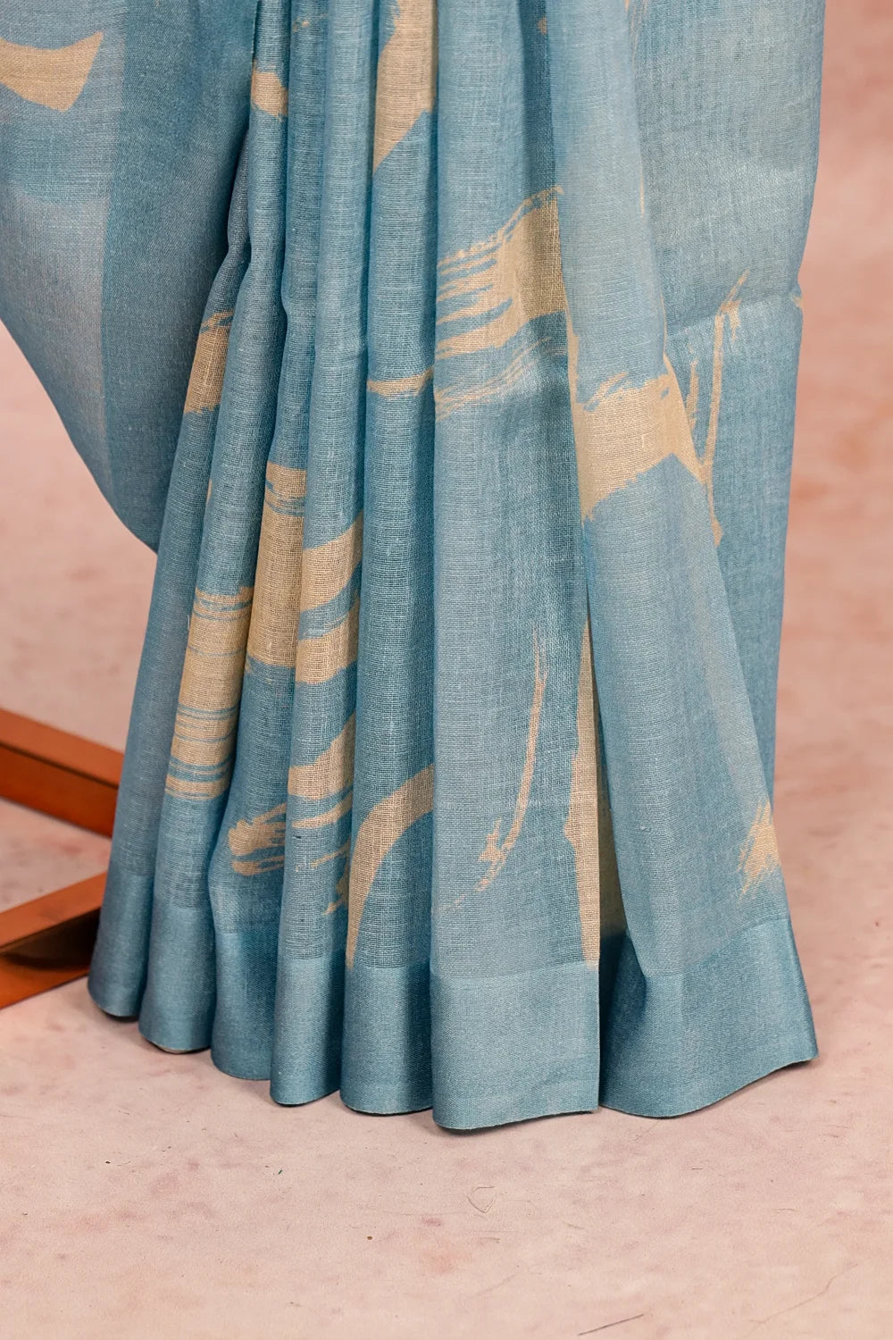 Powder Blue Semi Linen Saree