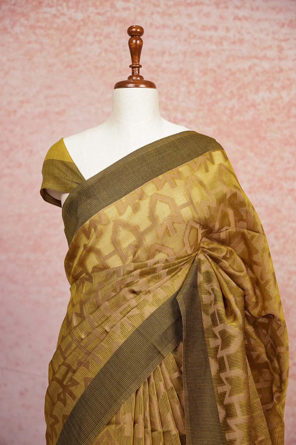 Olive Green Cotton Silk Saree