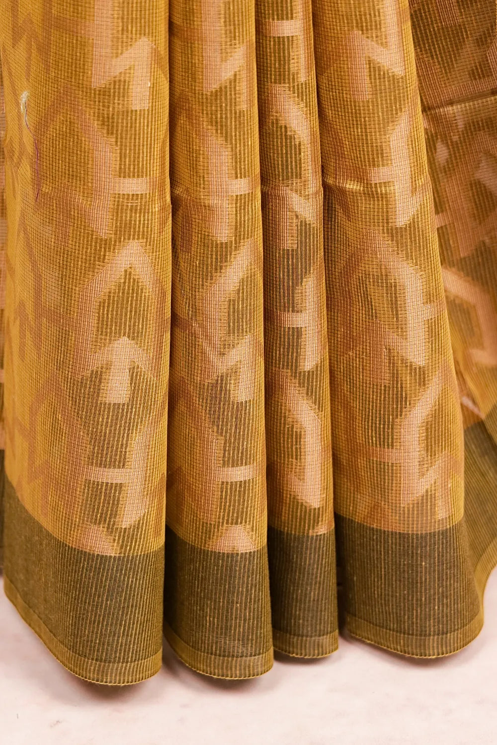 Olive Green Cotton Silk Saree