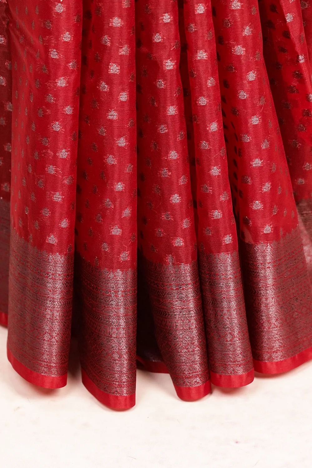 Dark Maroon Semi Banarasi Saree
