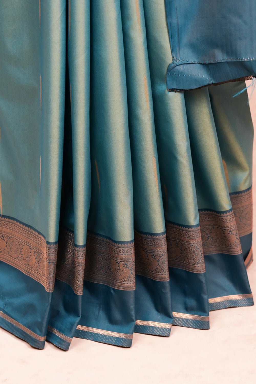 Peacock Blue Semi Soft Silk Saree
