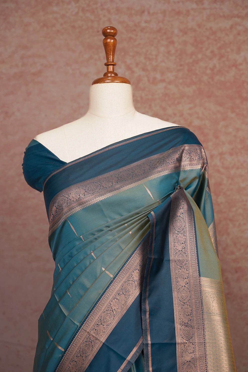 Peacock Blue Semi Soft Silk Saree