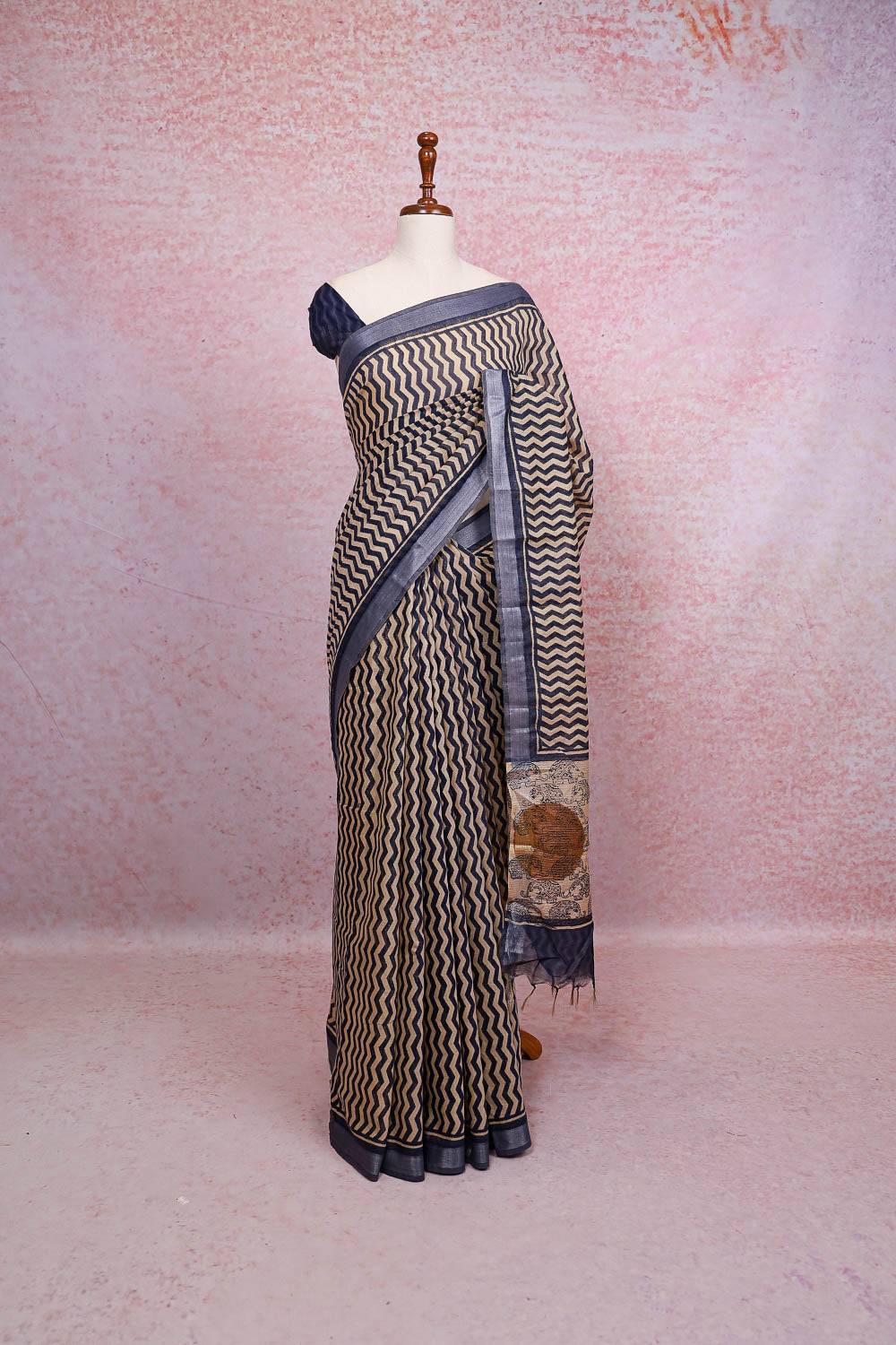 Blue Chanderi Silk Saree