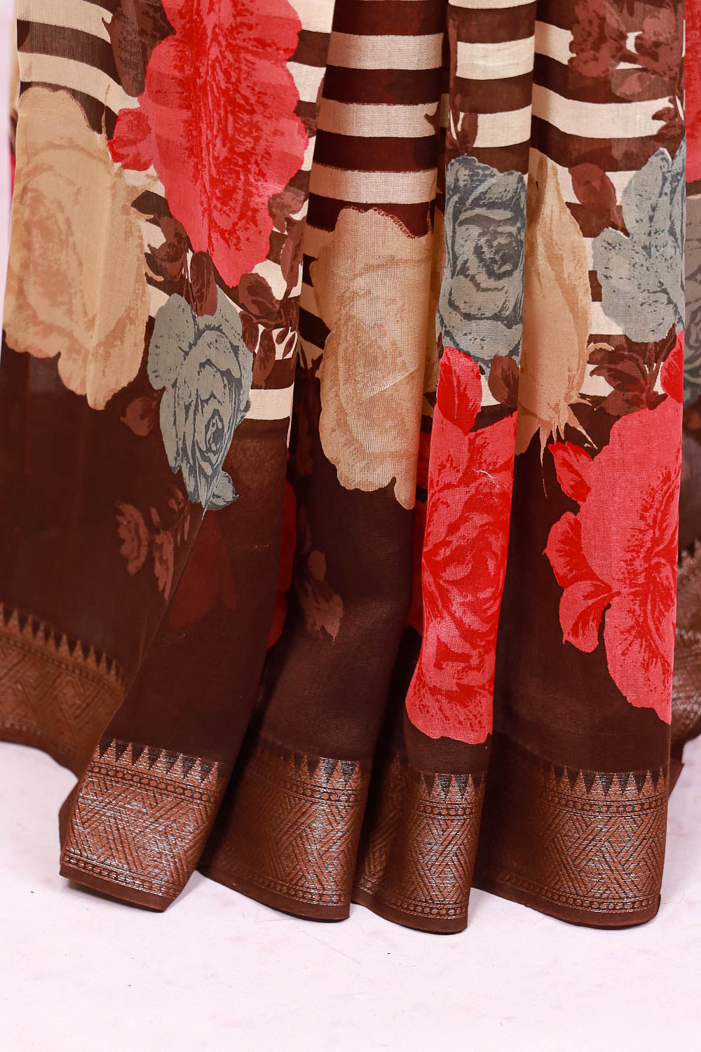Cream Chanderi Silk Saree