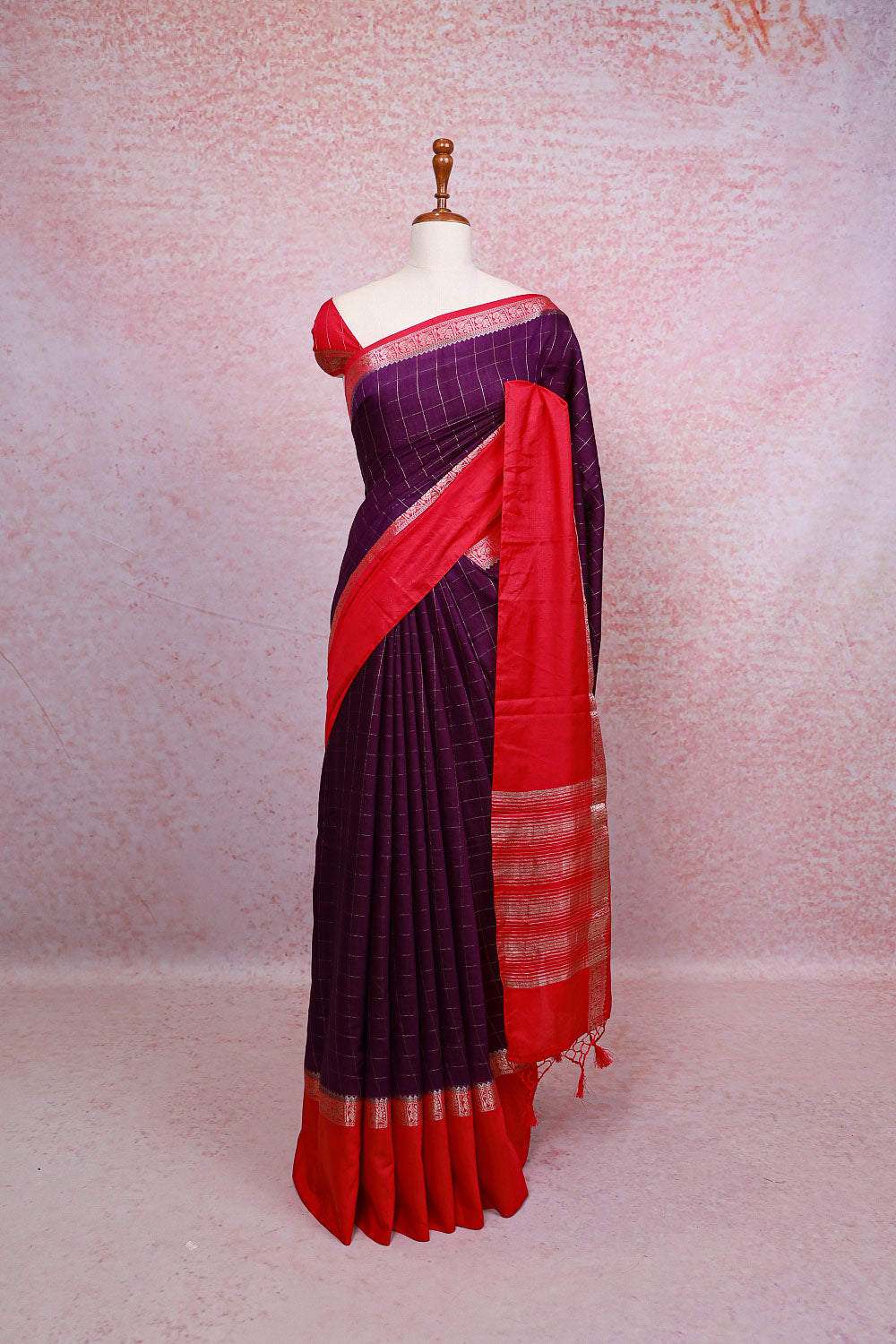 Violet Semi Banarasi Saree