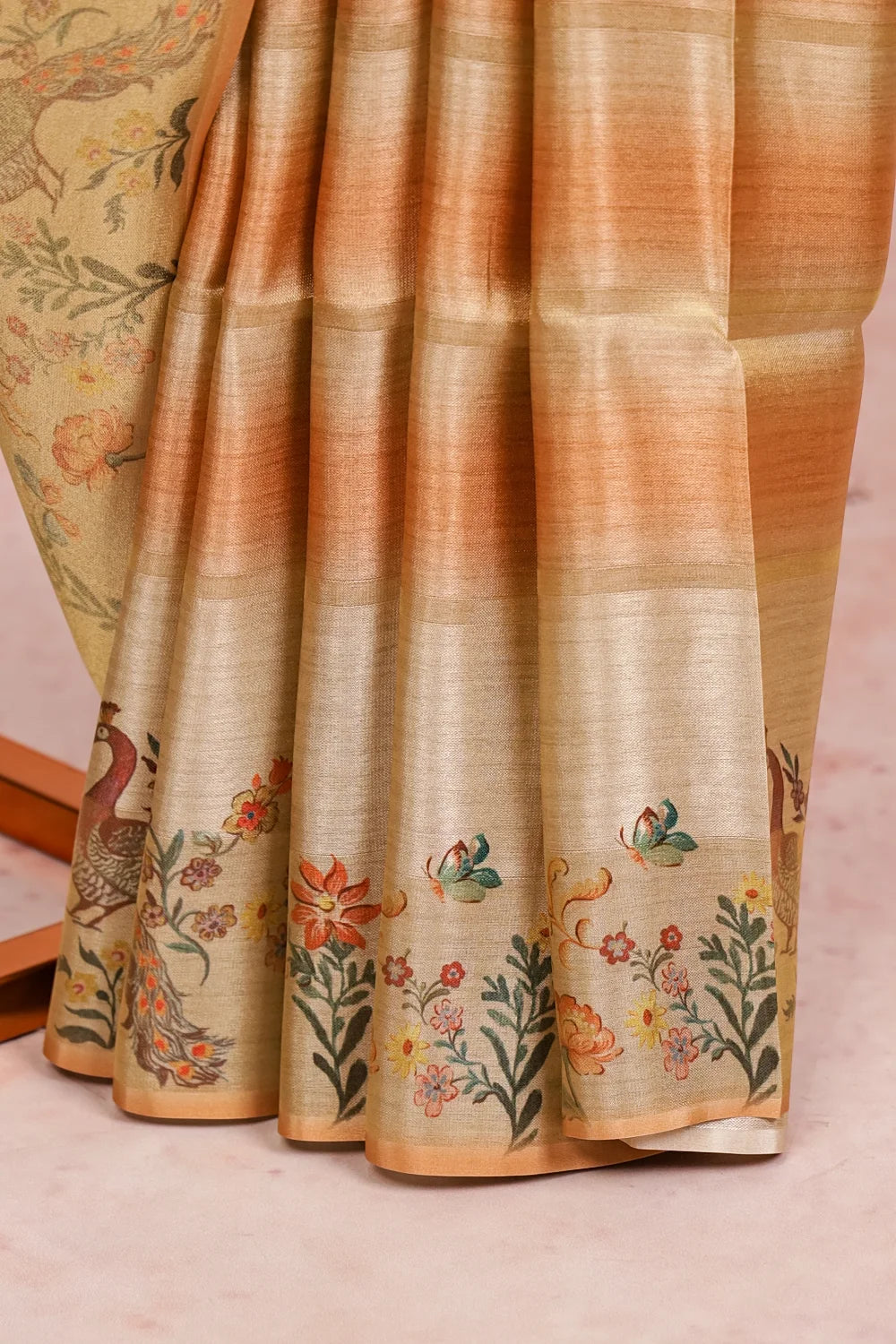 Light Orange Semi Tissue Saree