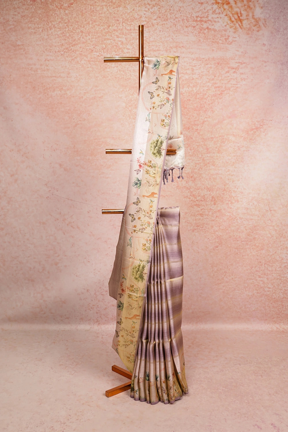Light Lavender Tissue Silk Saree