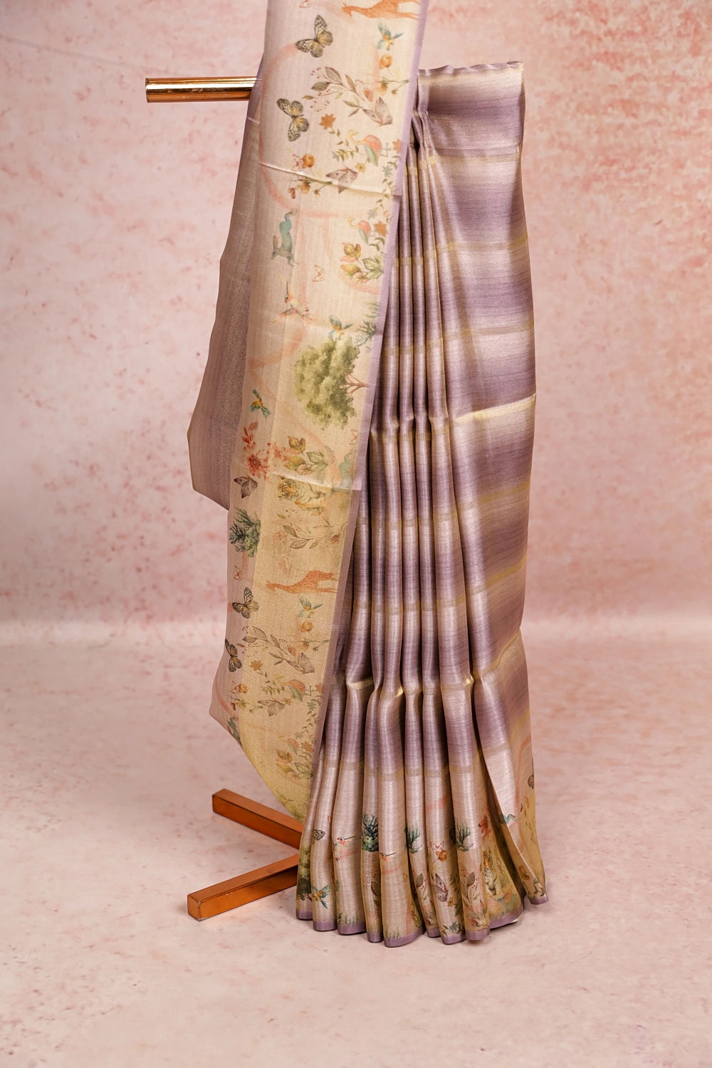 Light Lavender Tissue Silk Saree