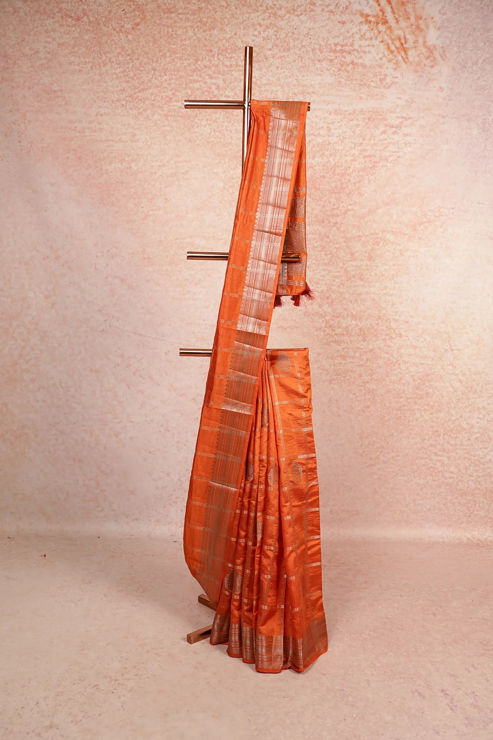 Orange Semi Jute Saree