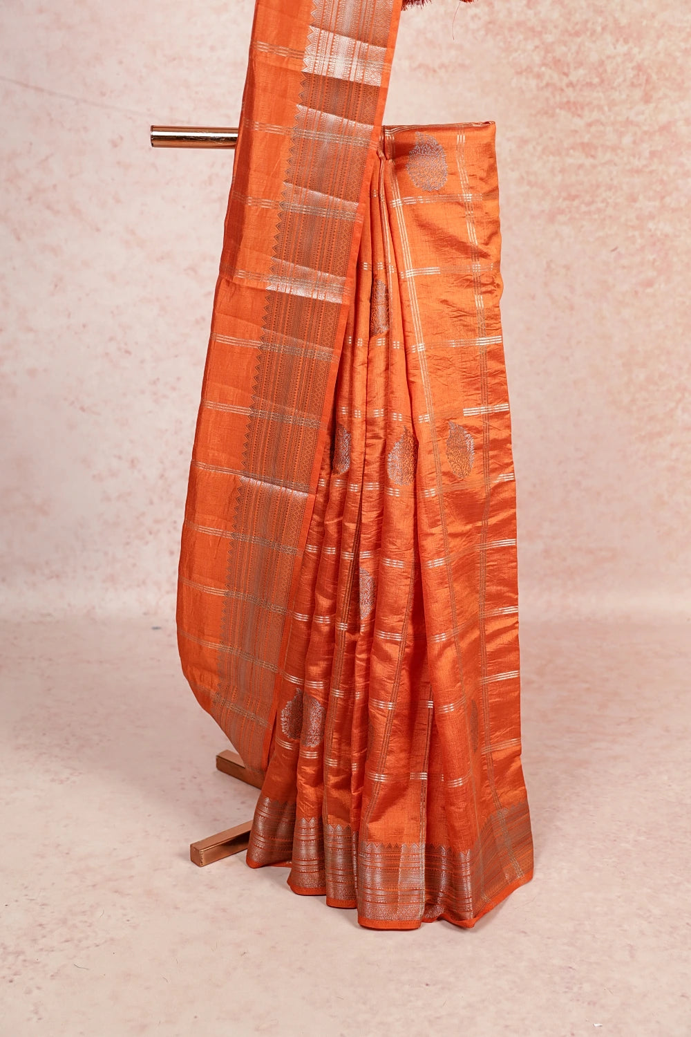 Orange Semi Jute Saree