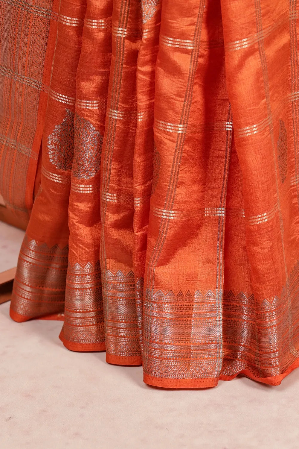 Orange Semi Jute Saree