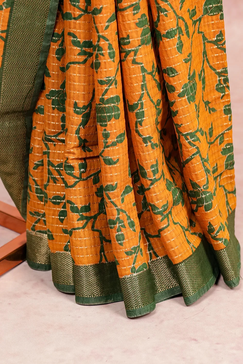 Mustard Yellow Semi Chanderi Saree