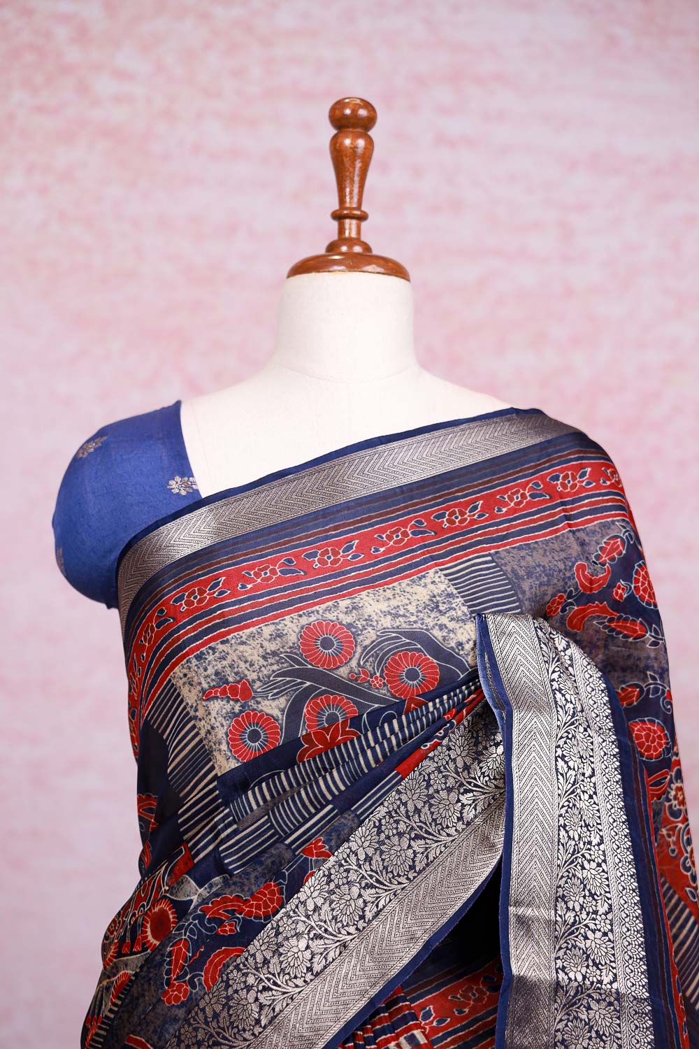 Blue Chanderi Silk Saree