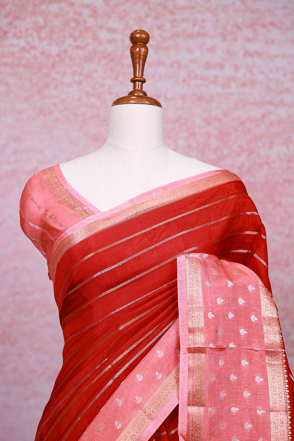 Red Semi Banarasi Saree