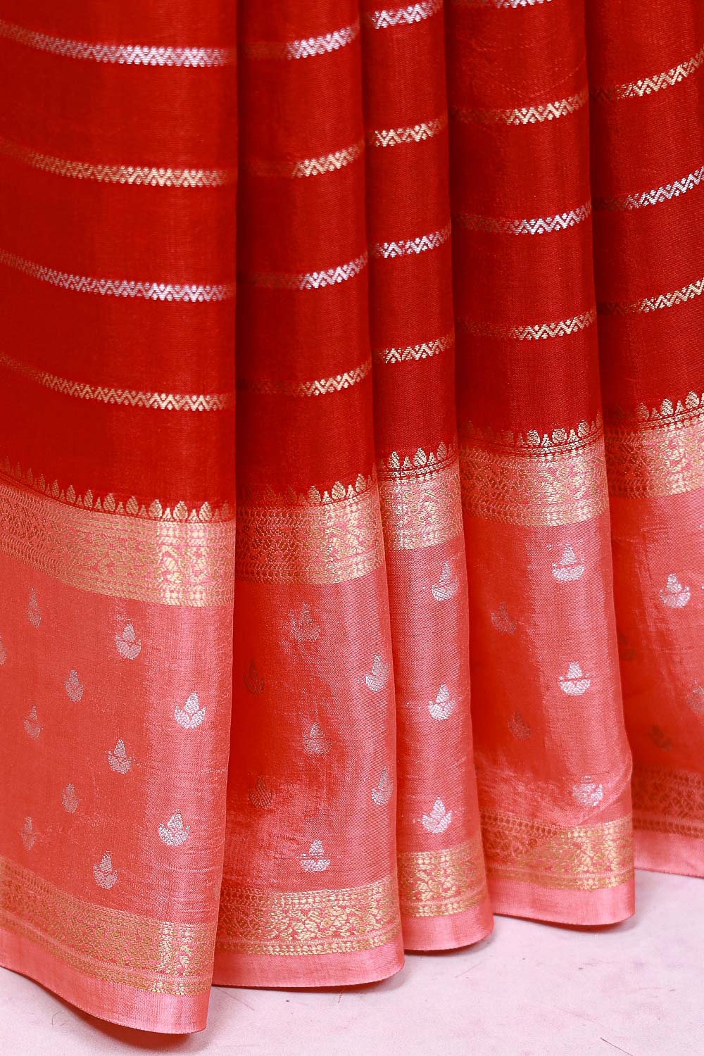Red Semi Banarasi Saree