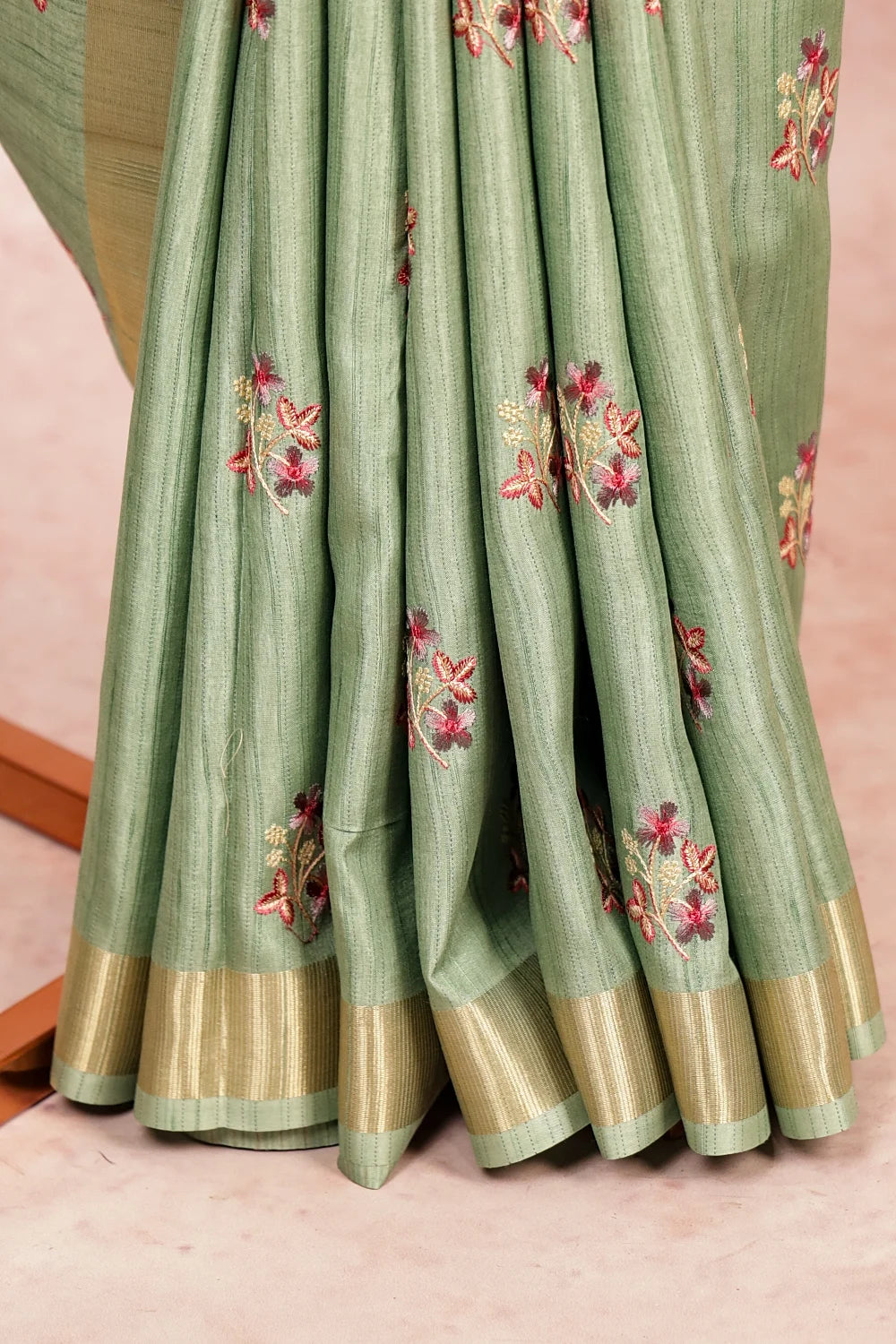 Pista Green Tussar Silk Saree