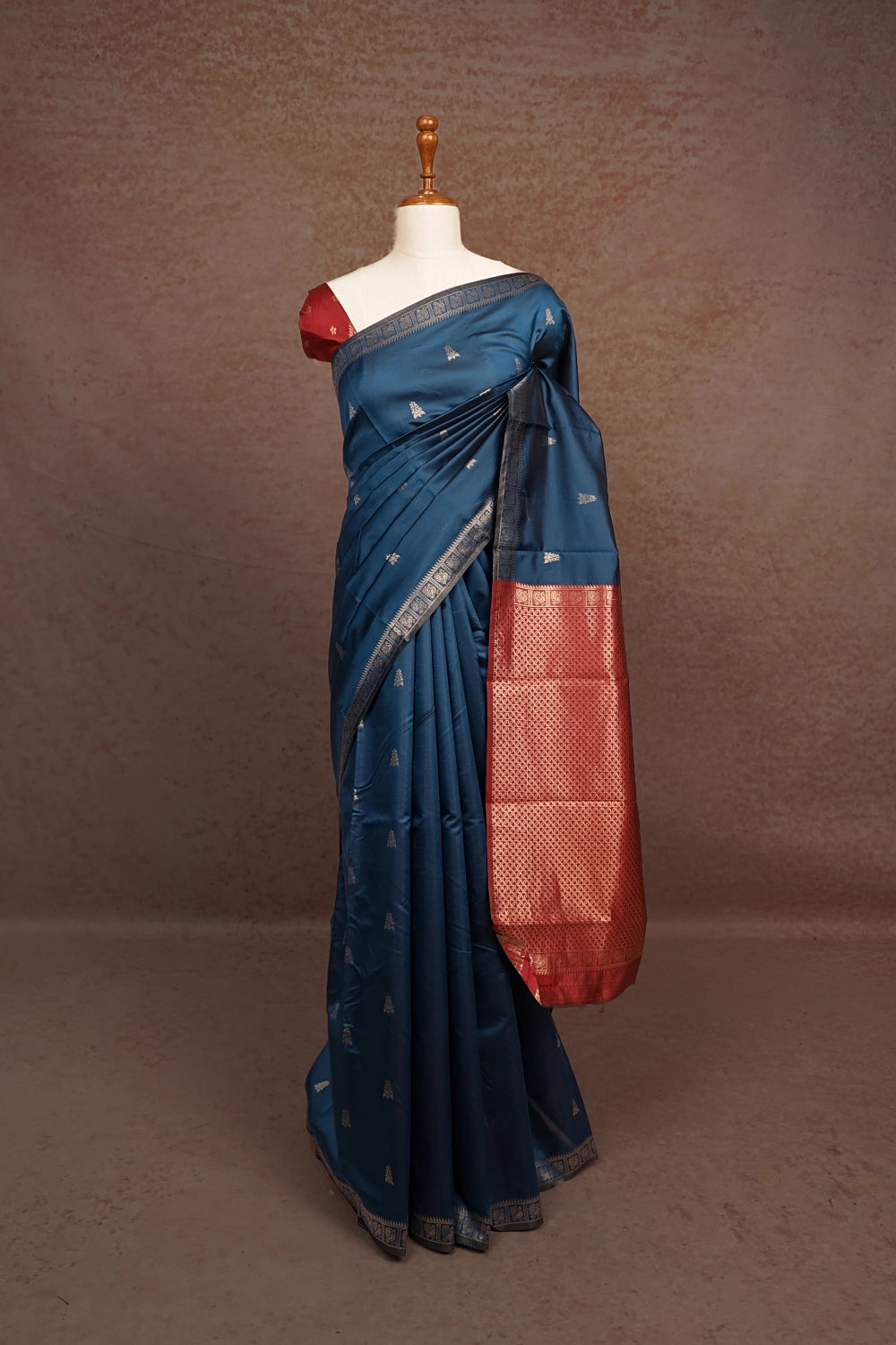 Teal Blue Semi Silk Saree