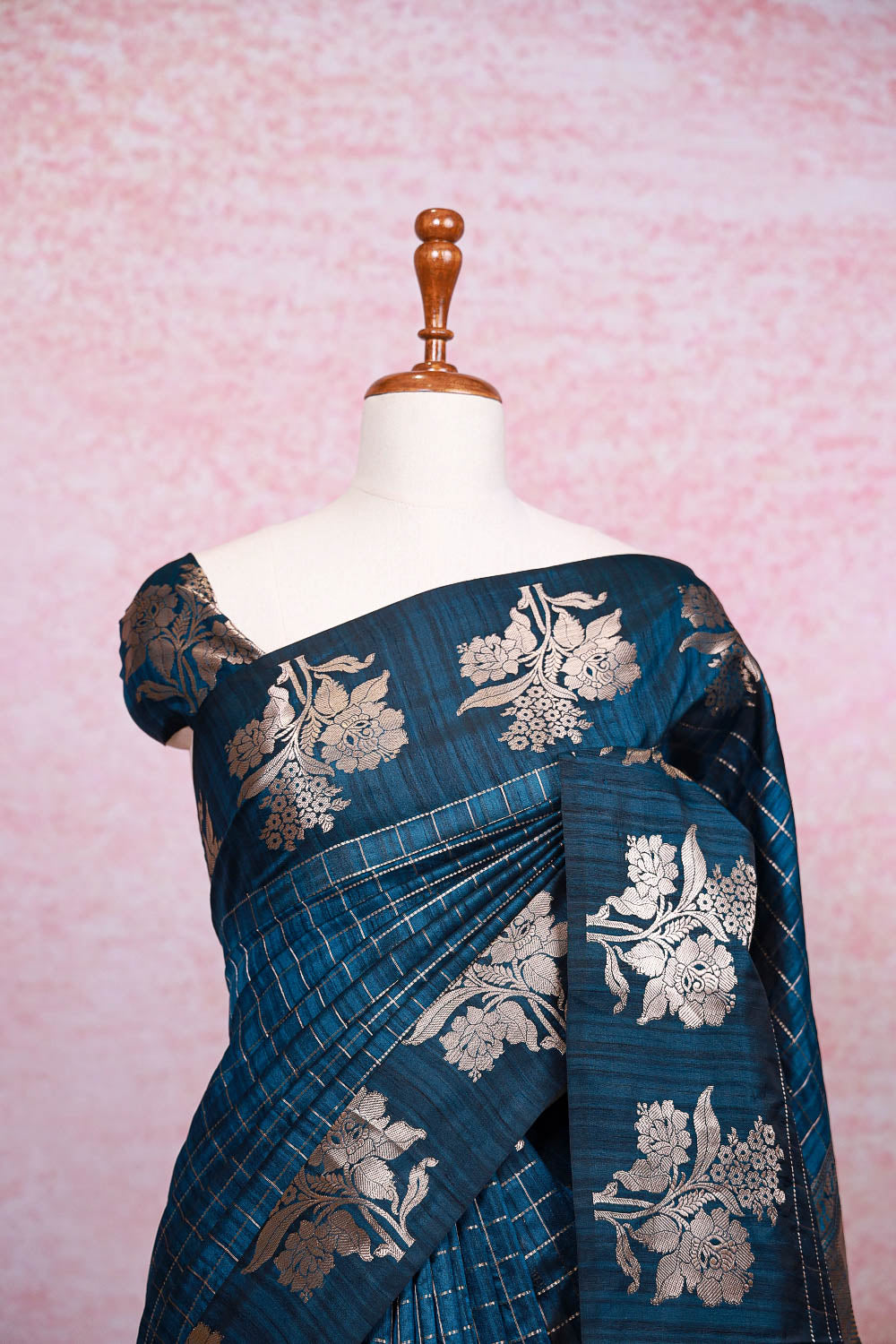 Teal Blue Semi Silk Saree
