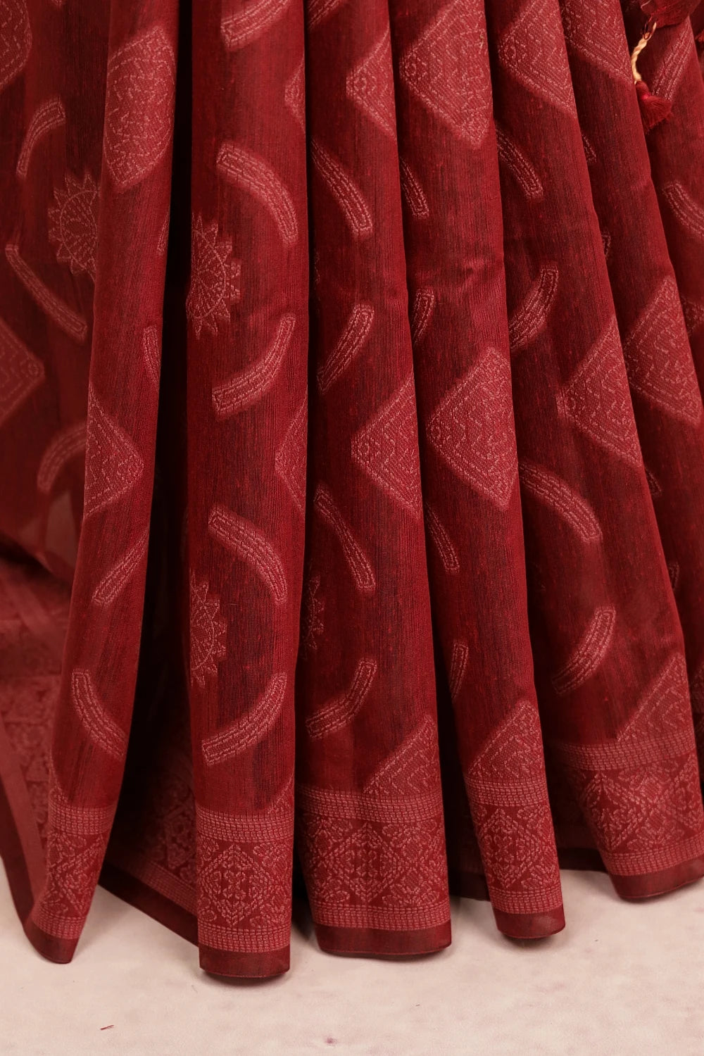 Wine Red Semi Tussar Saree
