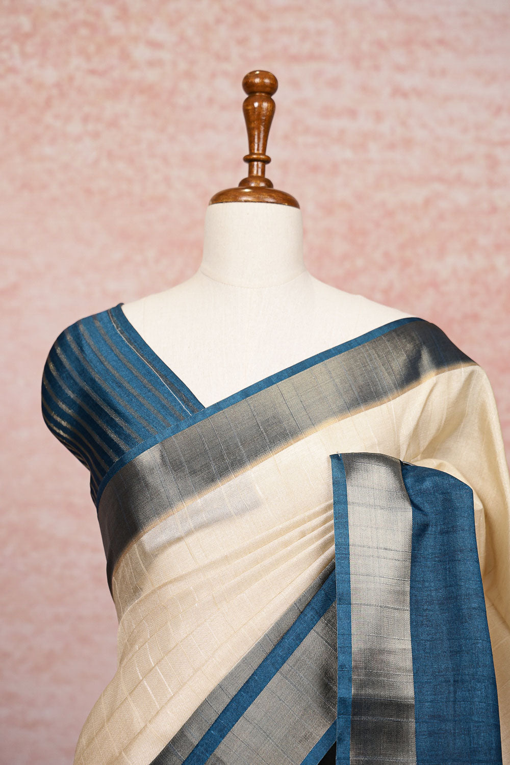 Cream Semi Jute Saree