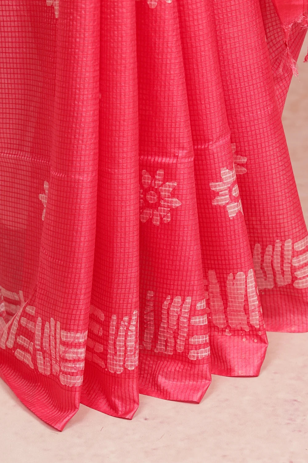 Pink Tussar kota Saree
