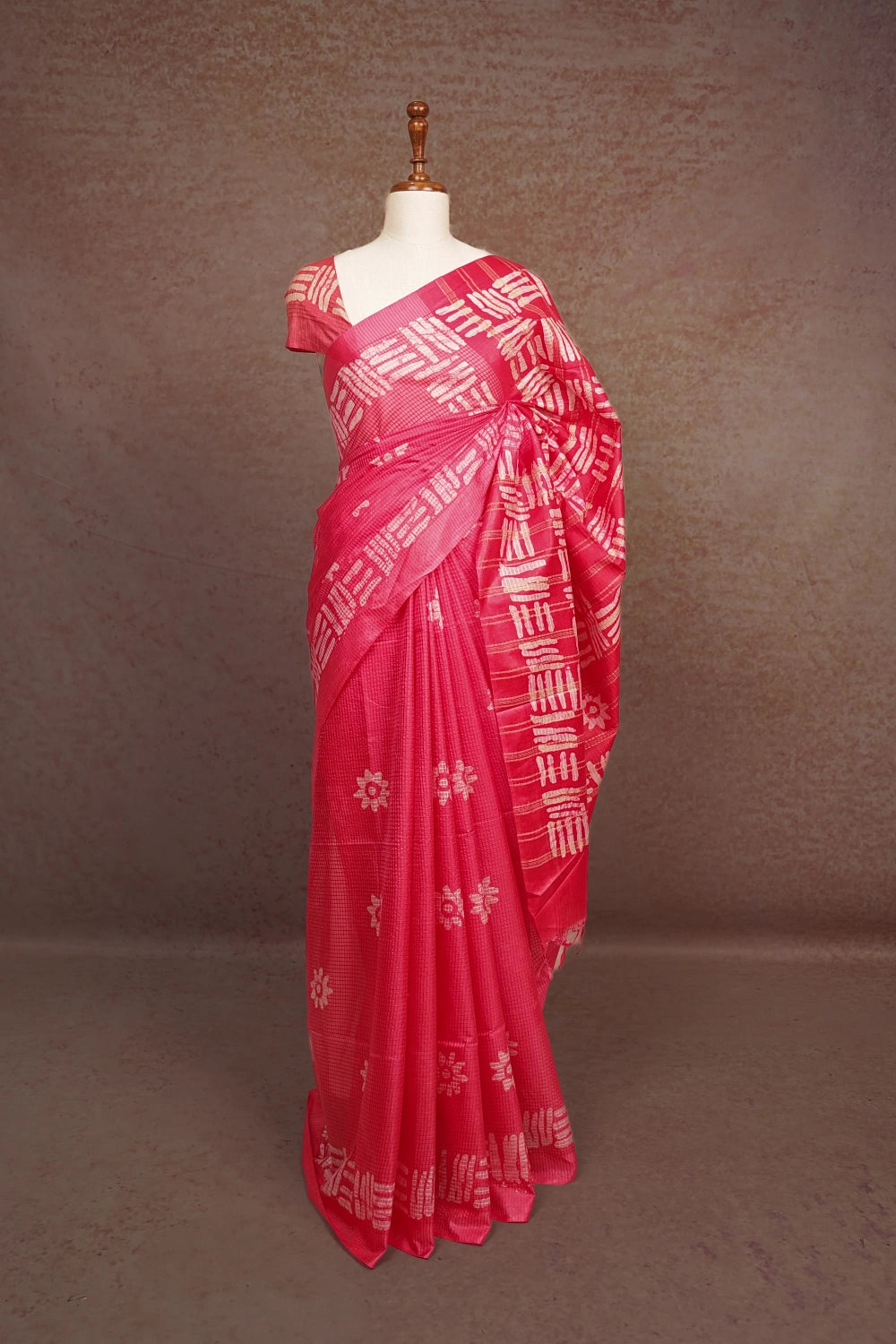 Pink Tussar kota Saree