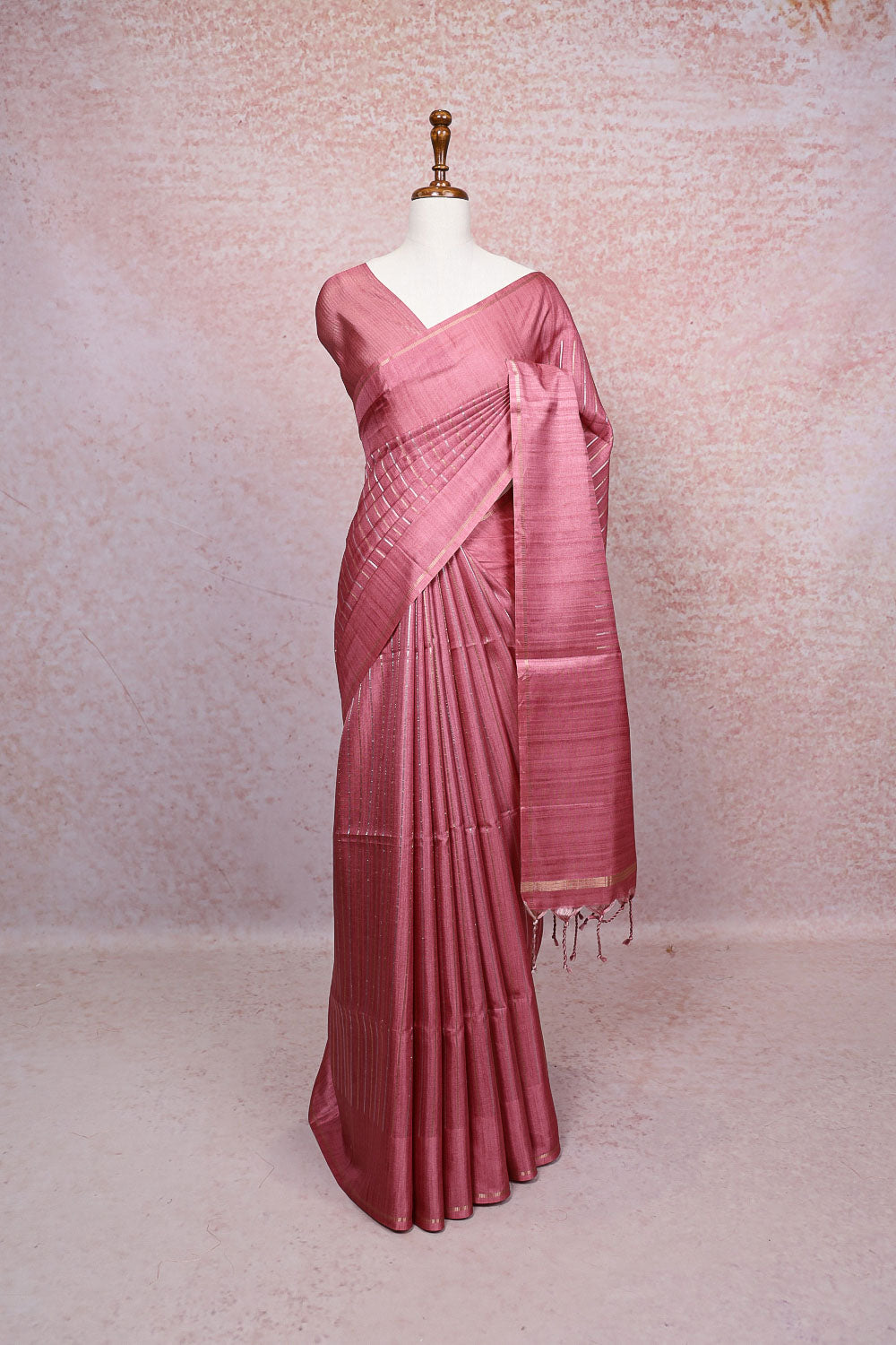 Onion Pink Semi Jute Saree
