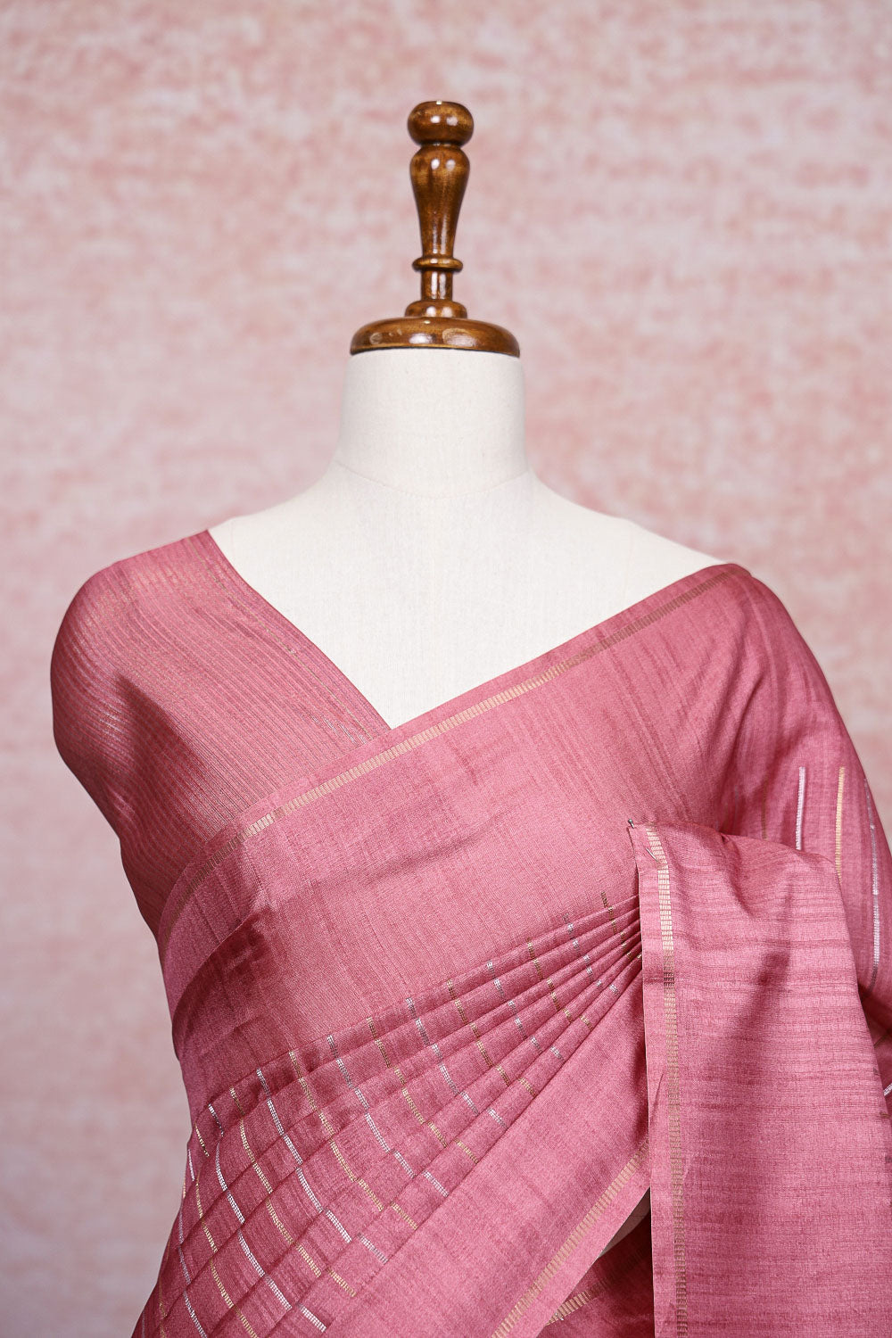 Onion Pink Semi Jute Saree