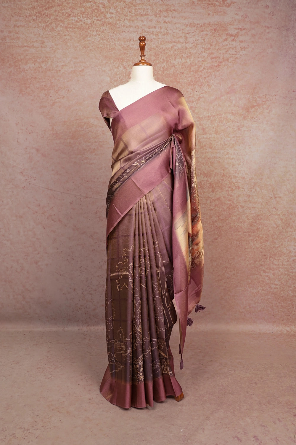 Lavender Semi Tissue Silk Saree