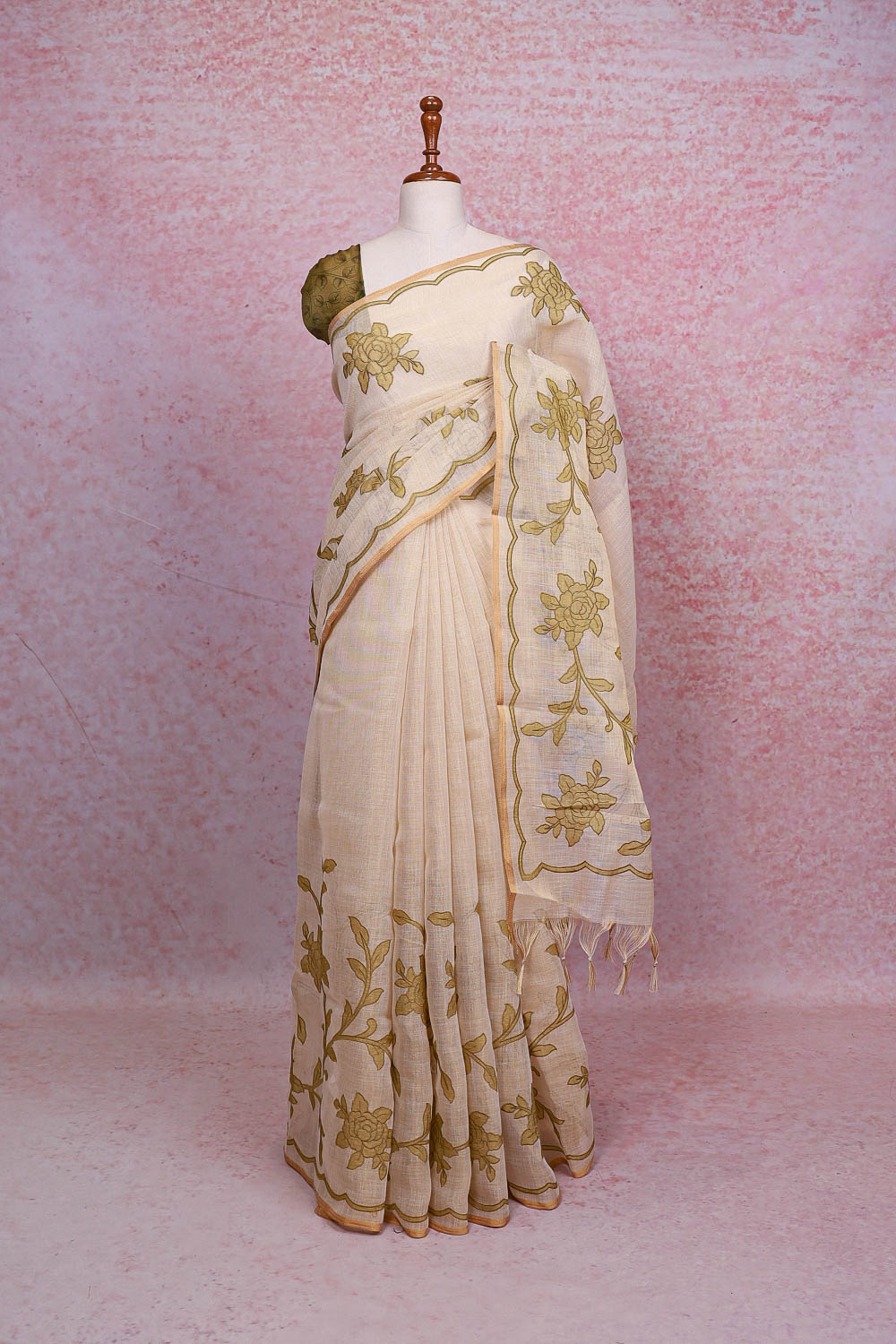 Cream Semi Tissue Saree - Seematti