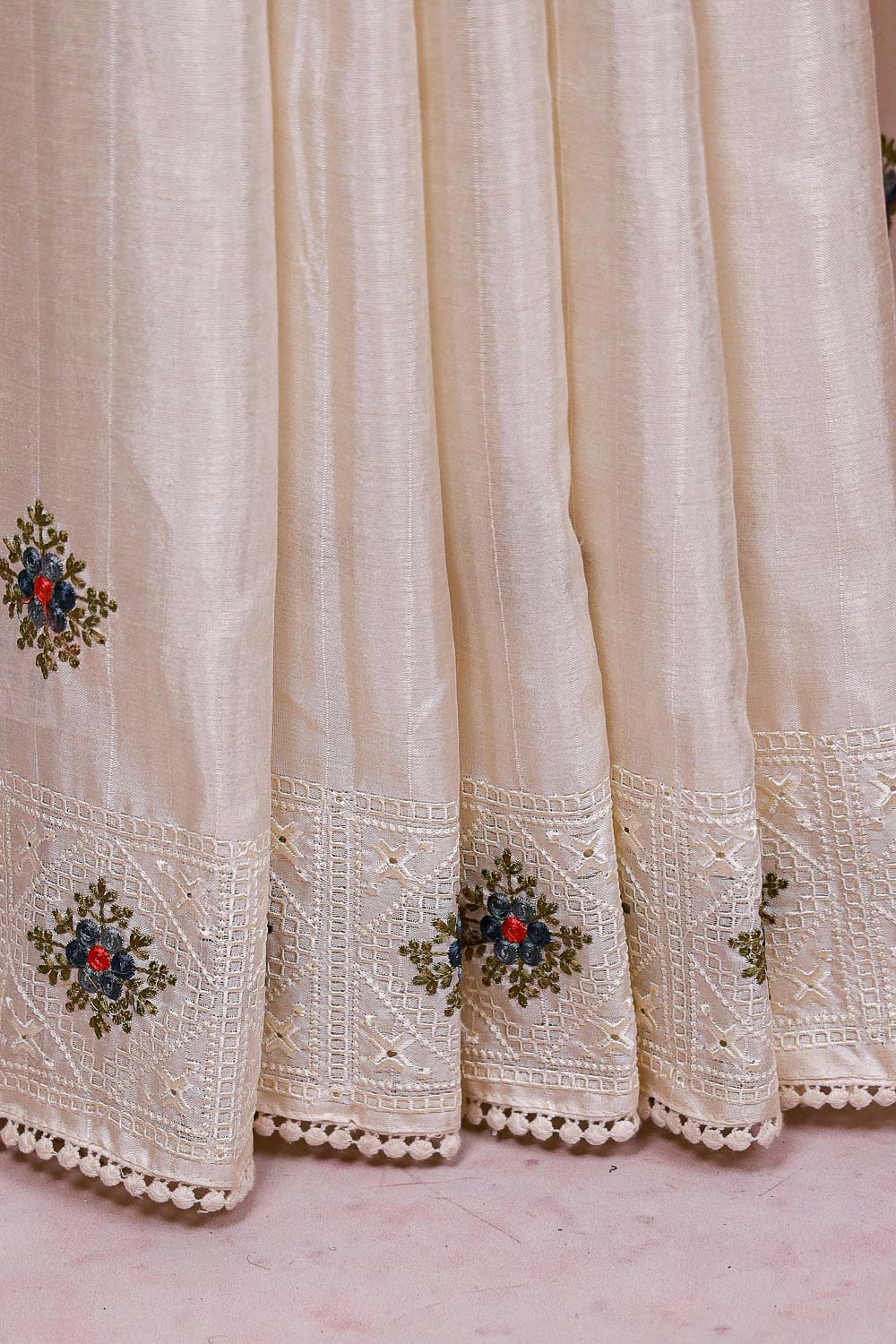 Cream Semi Tussar Saree