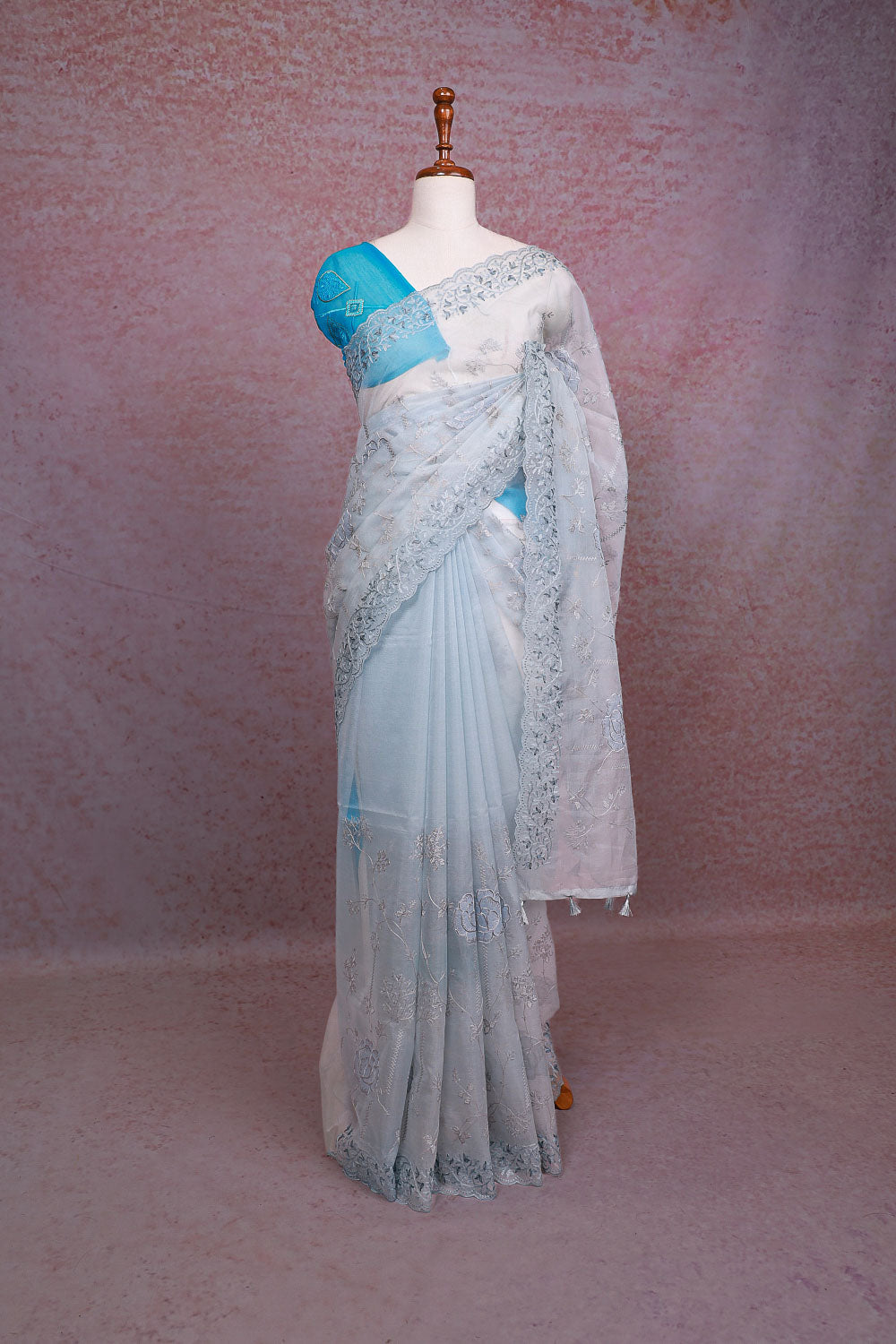 Powder Blue Organza Saree