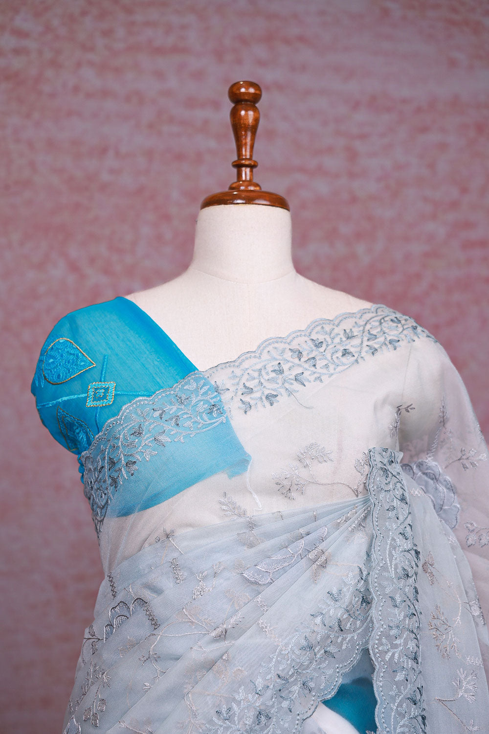 Powder Blue Organza Saree