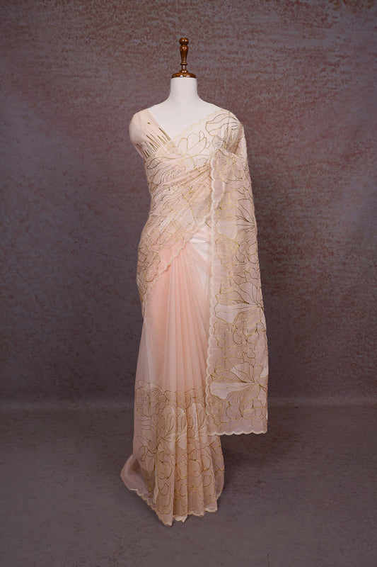 Light Peach Organza Saree